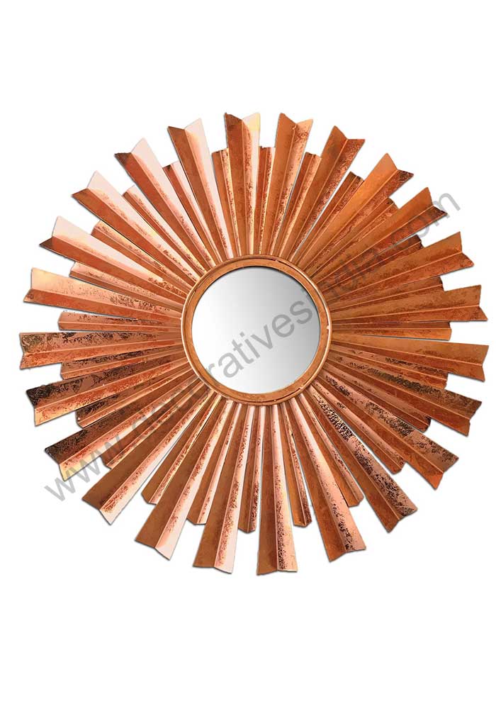 Sunburst Wall Mirror with Copper Flake