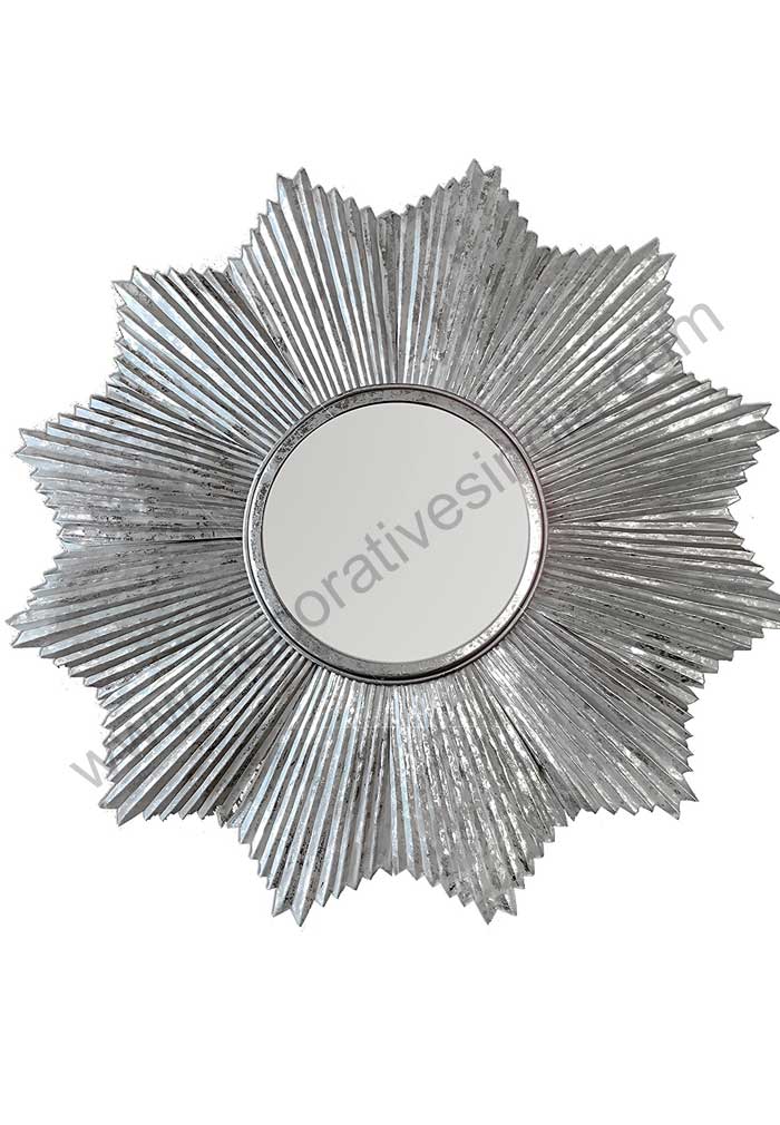 Starburst Wall Mirror in Antiqued Silver