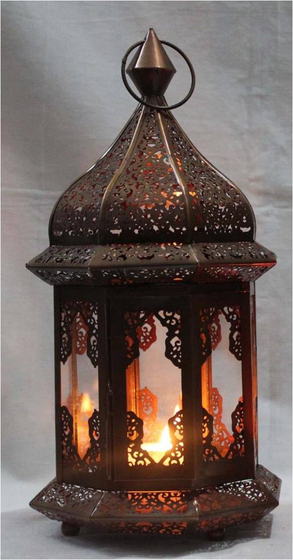 TABLE TOP IRON GLASS LANTERN