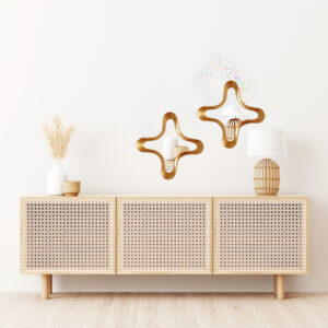 Decoratives INDIA Designer Wall Mirror-Handcrafted Centerpiece | Modern Abstract Unique Style Mirror for Wall Décor | 41W x 41L cm| | Rose Gold Finish