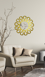 Decoratives INDIA Designer Wall Mirror | Contemporary Style Mirror for Wall Décor | 56 cm Diameter | Brass Gold